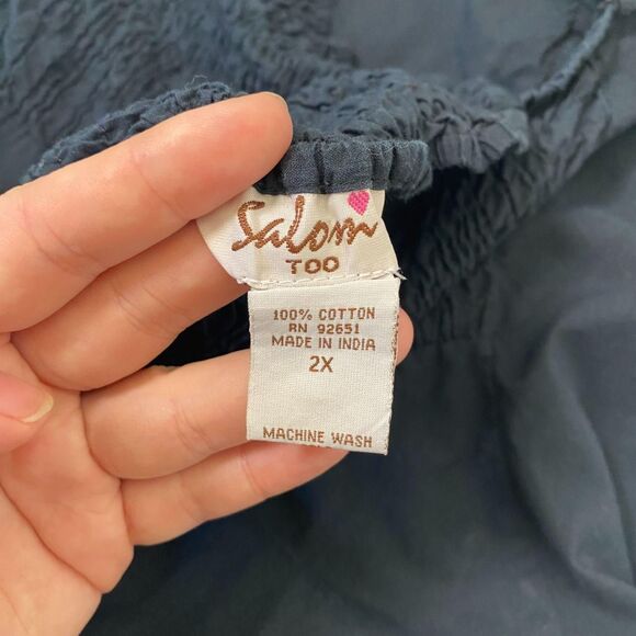 Early 2000's Black Cotton Ruffle Frilly Gothic Halter Top Plus Size 2X / XXL - Picture 7 of 7